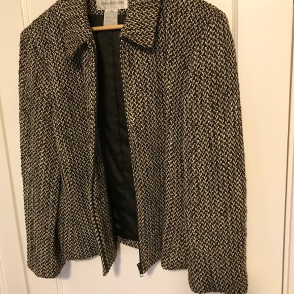 Brown & White Tweed Lined Blazer/Jacket, Jones New York - Picture 2 of 4
